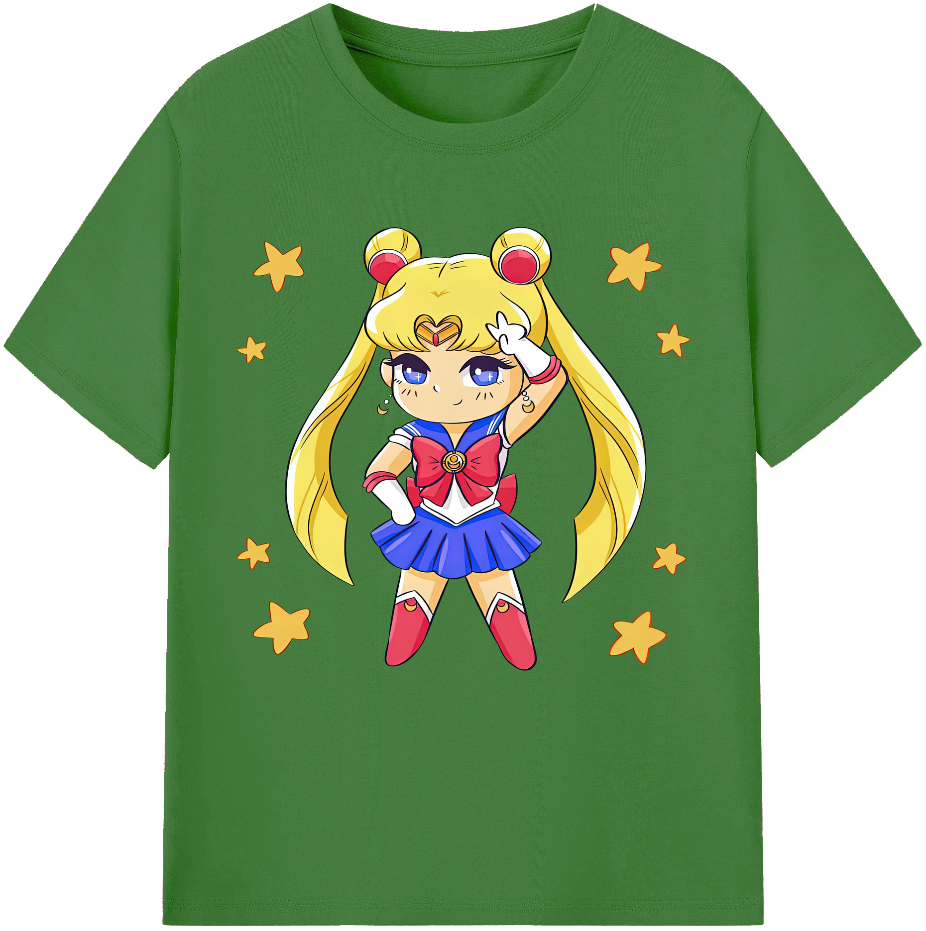 （画像用） 美少女戦士セーラームーン 月野 うさぎ つきの うさぎ Sailor Moon Tsukino Usagi レディースカジュアルプリントTシャツ（綿100％）